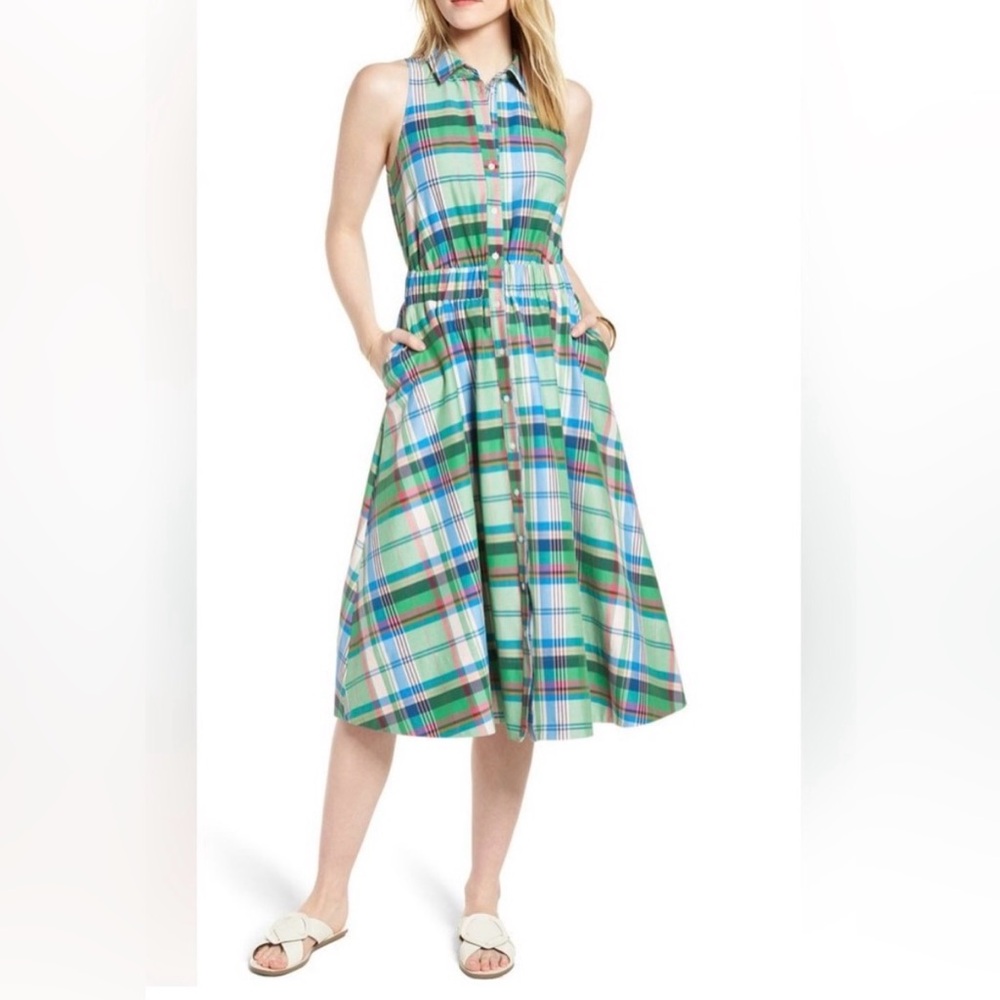 1901 Plaid Cotton Sleeves Button Down Dress